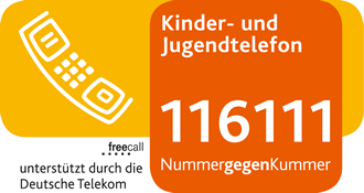 Logo der Sorgentelefonnummer für Kinder und Jugendliche: 116 111