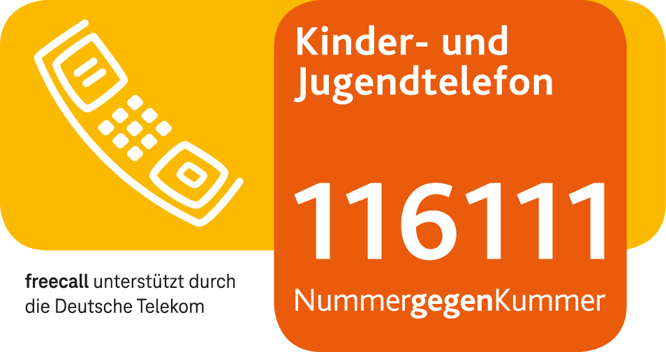 Logo der Sorgentelefonnummer für Kinder und Jugendliche: 116 111